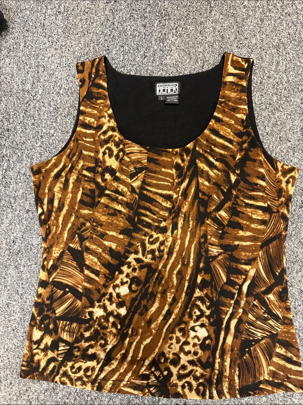 Berer Brown Animal Print Sleeveless Tank Top